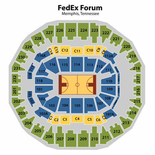 Memphis Grizzlies Fedex Forum Seating Chart