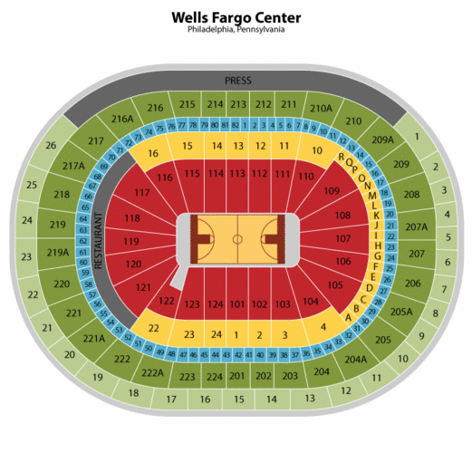 Wells Fargo Seating Chart Sixers