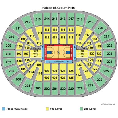 Palace Of Auburn Hills Concert Seating Chart With Seat Numbers